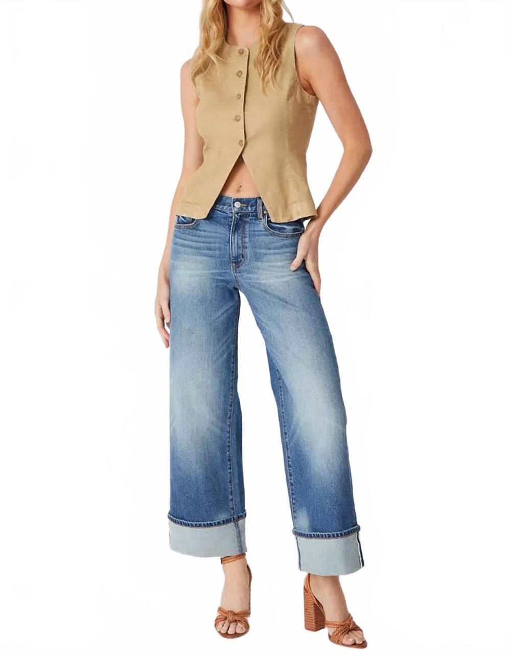 NEW LEVEL99 selvedge wide leg cuff jean in vintage indigo